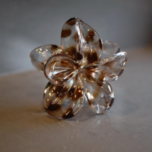 Spinka kwiat glass brown-white